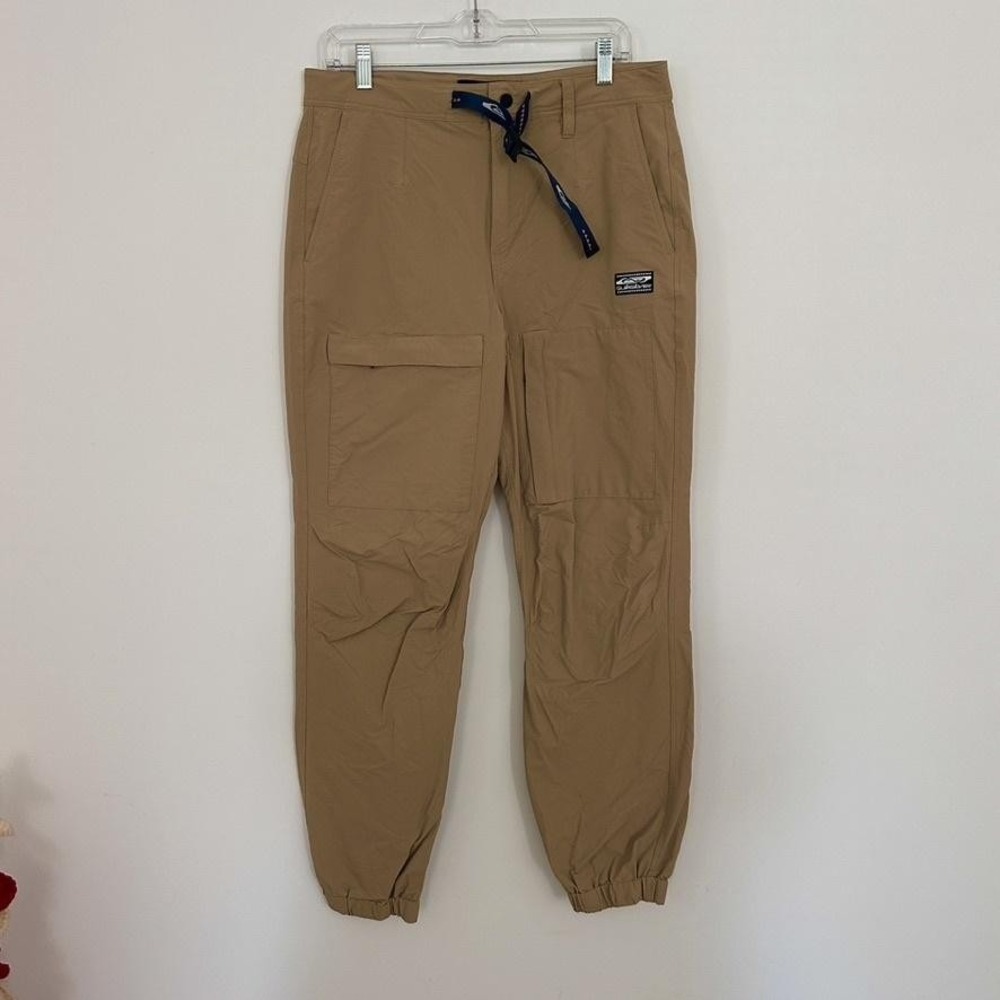 Quiksilver Jogger Pants Mens 32‎ Khaki Utility Cargo Zip Pockets Outdoor Gorp